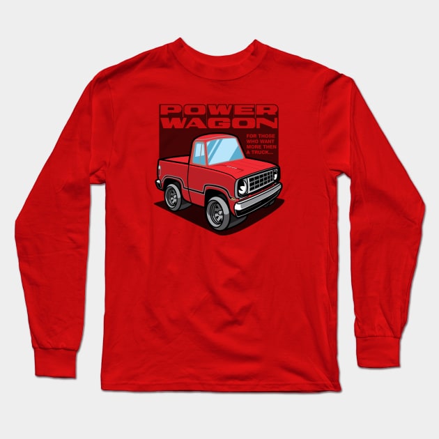 Bright Truck Red - Power Wagon Long Sleeve T-Shirt by jepegdesign